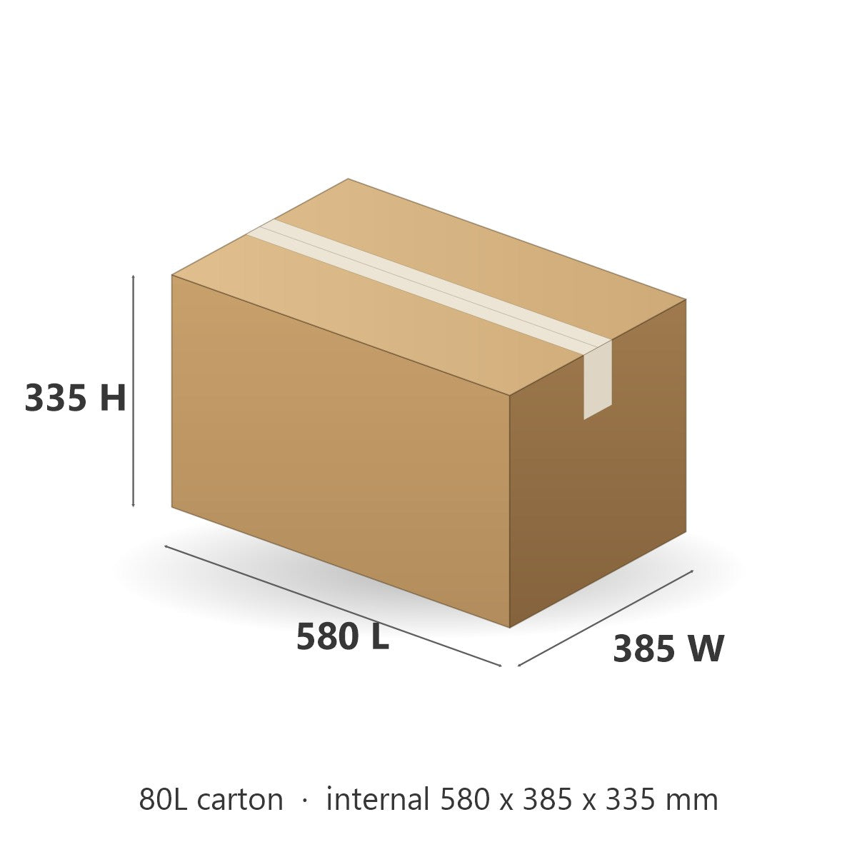 80L carton, internal 580 x 385 x 335 mm